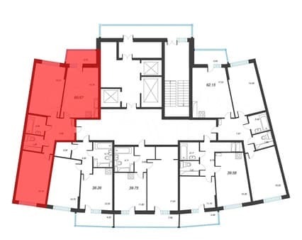 Продажа двухкомнатной квартиры, 62.4 м², этаж 13 из 22. Фото 7