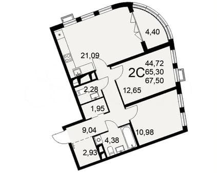 Продаем двухкомнатную квартиру, 67.5 м², этаж 13 из 16. Фото 1