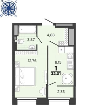 Объявление о продаже однокомнатной квартиры, 32 м², этаж 21 из 26. Фото 7