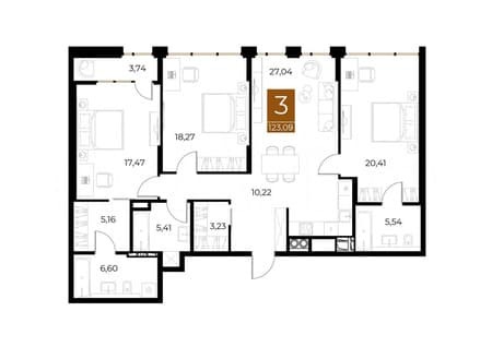 Продаем трехкомнатную квартиру, 123.1 м², этаж 6 из 8. Фото 1