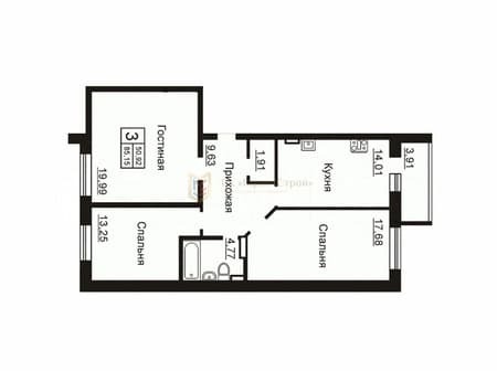 Продажа трехкомнатной квартиры, 82.3 м², этаж 1 из 20. Фото 1