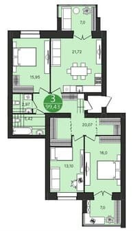 Продать трехкомнатную квартиру, 99.4 м², этаж 1 из 4. Фото 3