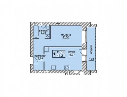 Продам однокомнатную квартиру, 44.2 м², этаж 2 из 4. Фото 2