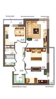 Купить трехкомнатную квартиру, 102.6 м², этаж 2 из 19. Фото 3