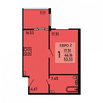 Продажа однокомнатной квартиры, 53.3 м², этаж 8 из 25. Фото 1