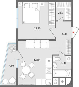Продаю двухкомнатную квартиру, 41 м², этаж 17 из 17. Фото 7