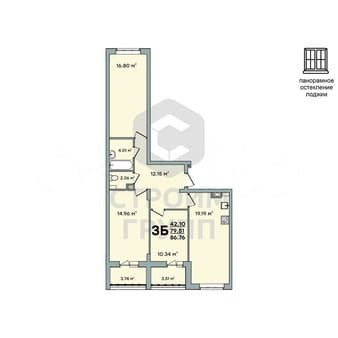 Объявление о продаже трехкомнатной квартиры, 86.8 м², этаж 8 из 8. Фото 1