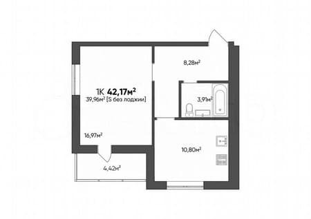 Продаем однокомнатную квартиру, 42.2 м², этаж 3 из 10. Фото 1