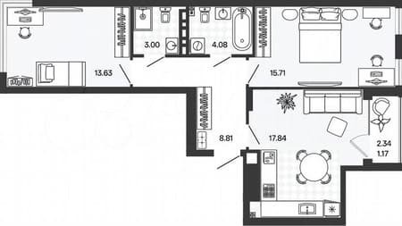 Продам двухкомнатную квартиру, 64.2 м², этаж 3 из 5. Фото 1