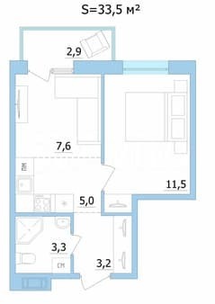 Продажа двухкомнатной квартиры, 33.5 м², этаж 4 из 9. Фото 1