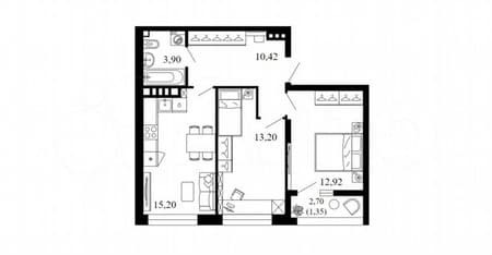 Продажа двухкомнатной квартиры, 57 м², этаж 3 из 10. Фото 1
