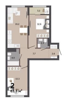 Продаем двухкомнатную квартиру, 63.3 м², этаж 10 из 12. Фото 1