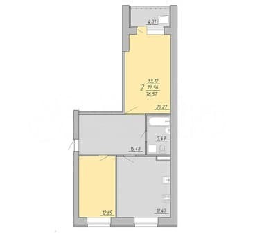 Продам двухкомнатную квартиру, 76.6 м², этаж 9 из 9. Фото 1