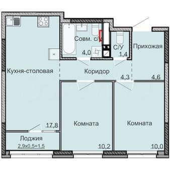 Продаю двухкомнатную квартиру, 52.3 м², этаж 6 из 18. Фото 1