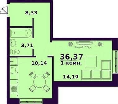 Продать однокомнатную квартиру, 36.4 м², этаж 1 из 24. Фото 3