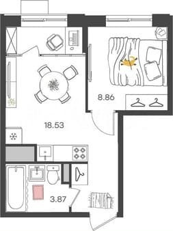 Продается двухкомнатная квартира, 31.3 м², этаж 2 из 25. Фото 1