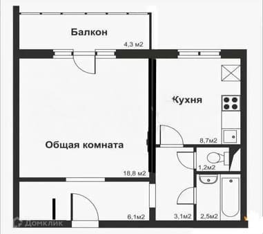 Продажа однокомнатной квартиры, 39.9 м², этаж 7 из 10. Фото 1