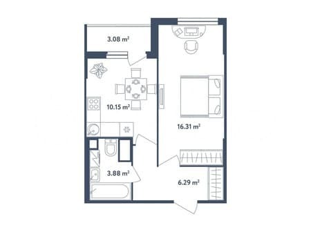 Продам однокомнатную квартиру, 38.2 м², этаж 3 из 4. Фото 1