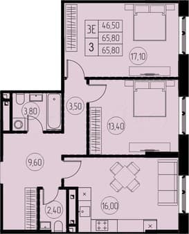 Объявление о продаже трехкомнатной квартиры, 65.8 м², этаж 17 из 28. Фото 1