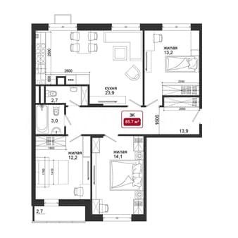 Продажа трехкомнатной квартиры, 83 м², этаж 1 из 4. Фото 4